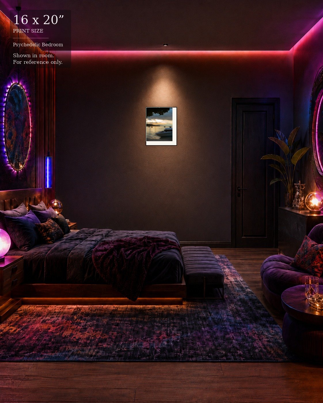 Koh Phi Phi Sunset (16×20) displayed in the Psychedelic Bedroom