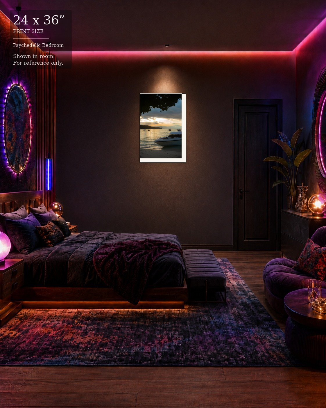 Koh Phi Phi Sunset (24×36) displayed in the Psychedelic Bedroom