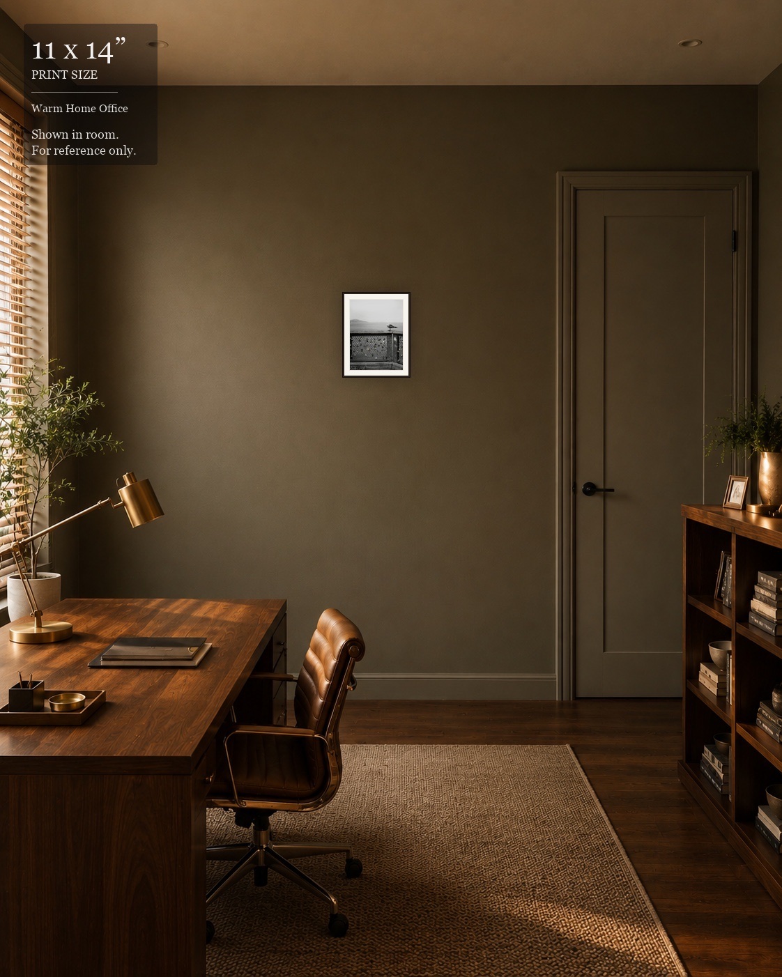 Lovers' Lock Pier (11×14) displayed in the Warm Home Office