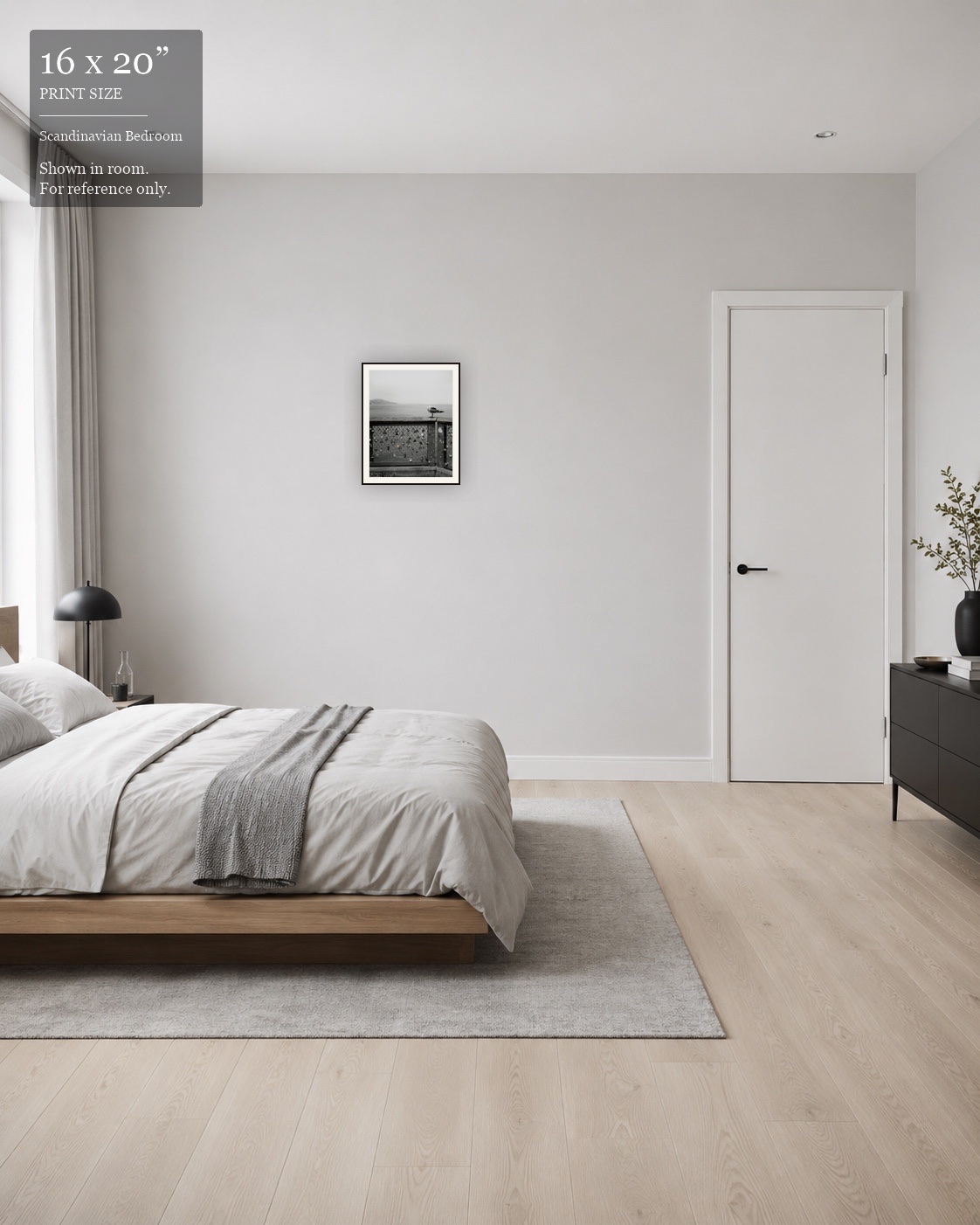 Lovers' Lock Pier (16×20) displayed in the Scandinavian Bedroom