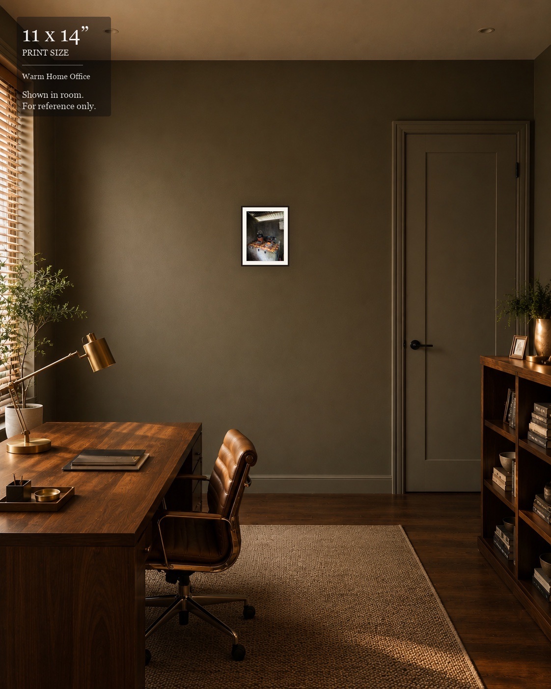 Rural Hearth (11×14) displayed in the Warm Home Office