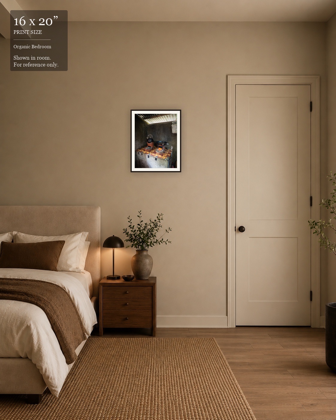 Rural Hearth (16×20) displayed in the Organic Bedroom
