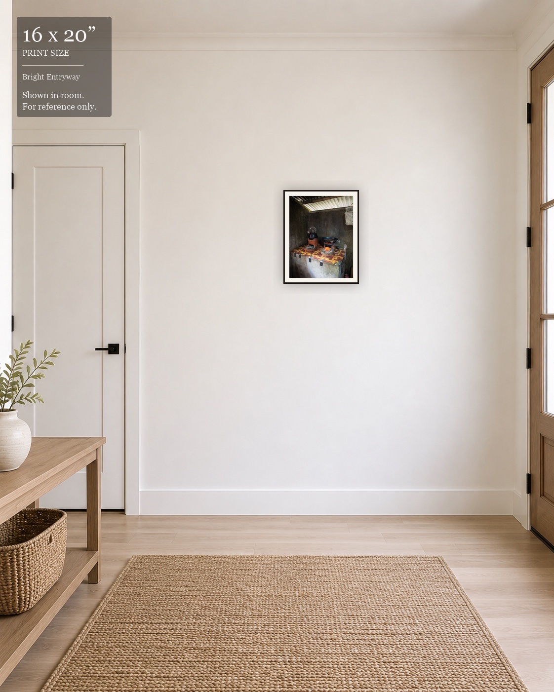 Rural Hearth (16×20) displayed in the Bright Entryway