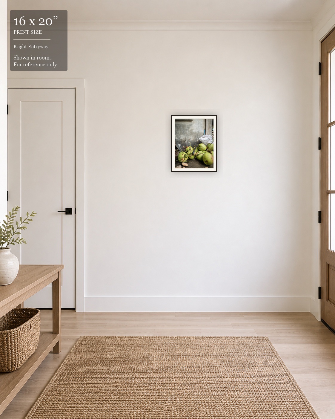 Fresh Coconuts (16×20) displayed in the Bright Entryway