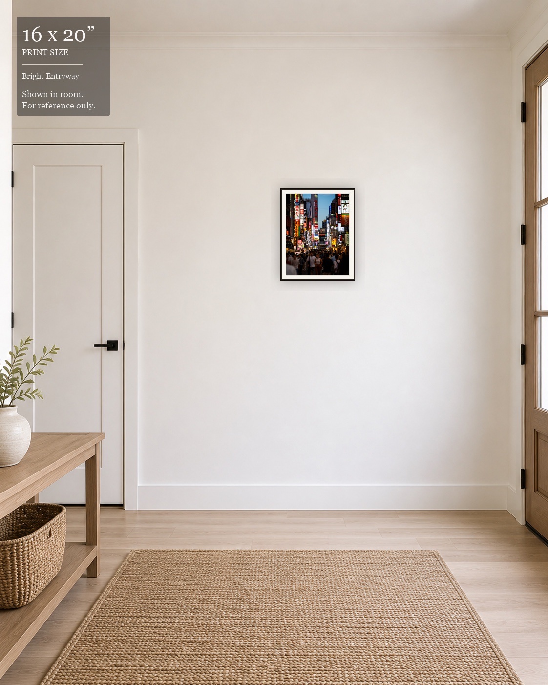Shinjuku Nights (16×20) displayed in the Bright Entryway